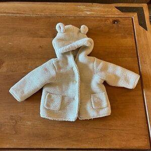 GAP Cream Knit Baby Jacket with Bear Ears
